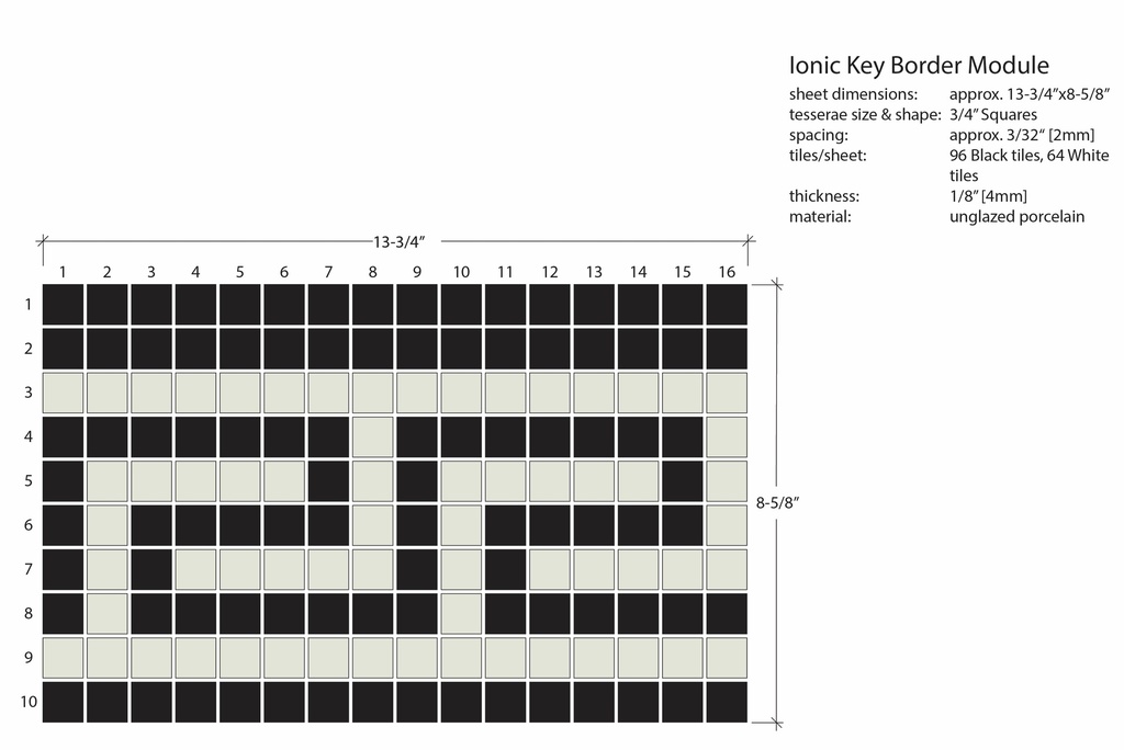 Ionic Greek key border in White/Black - 3/4
